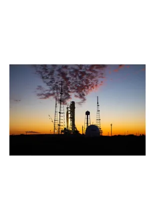 A white A4 page with a tall launch pad photo centred inside half-inch margins